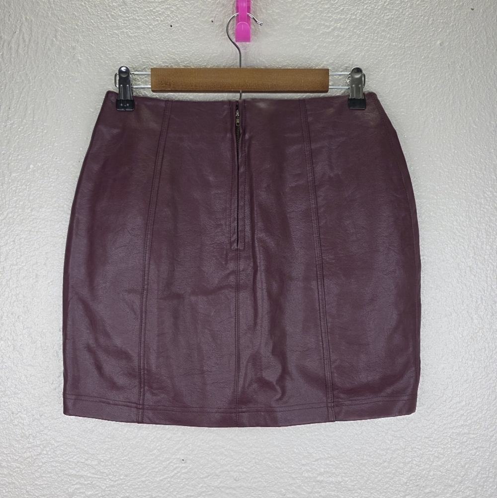 Jolt Nordstrom Faux Vegan Leather Burgundy Mini Elegant Burgundy Leather Skirt 7 - Picture 7 of 16